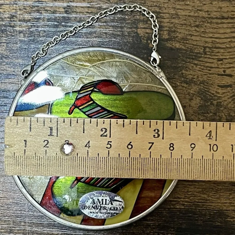 Set of 2 Amia Hand Painted Glass Flip Flop Beach Suncatchers 3.5” Hanging Decor